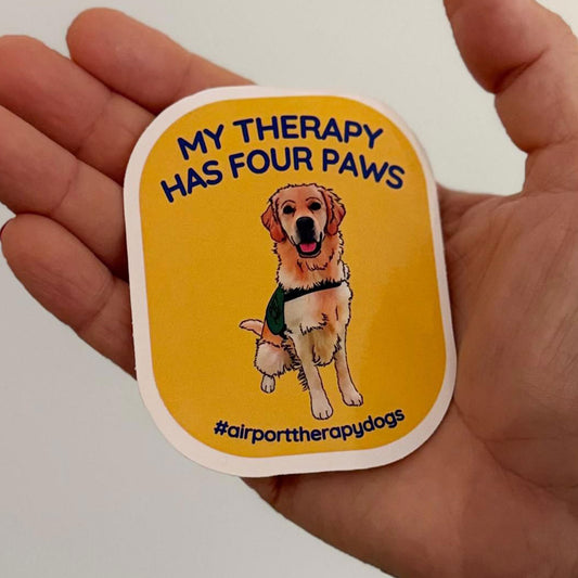 GOLDEN RETRIEVER STICKER // "MY THERAPY HAS FOUR PAWS"