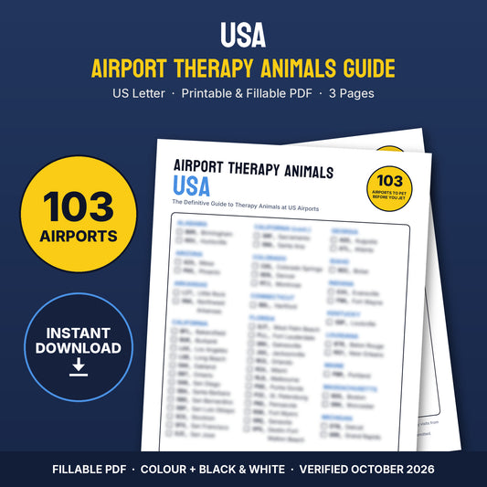Airport therapy dogs and animals guide to 103 US airports